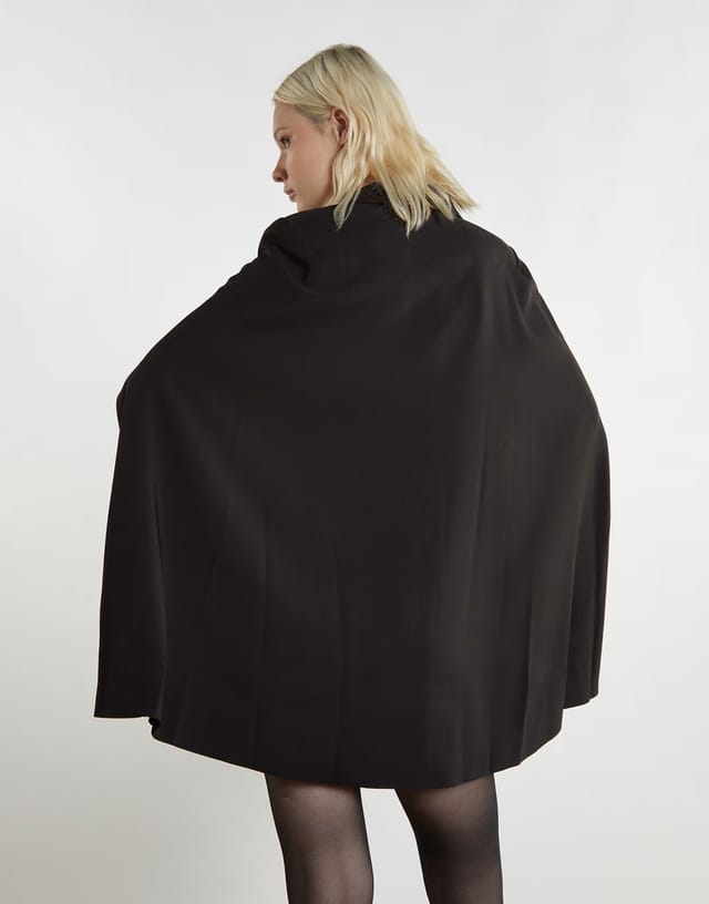 ASOS Narrated Double breasted blazer dress with cape in black - 2