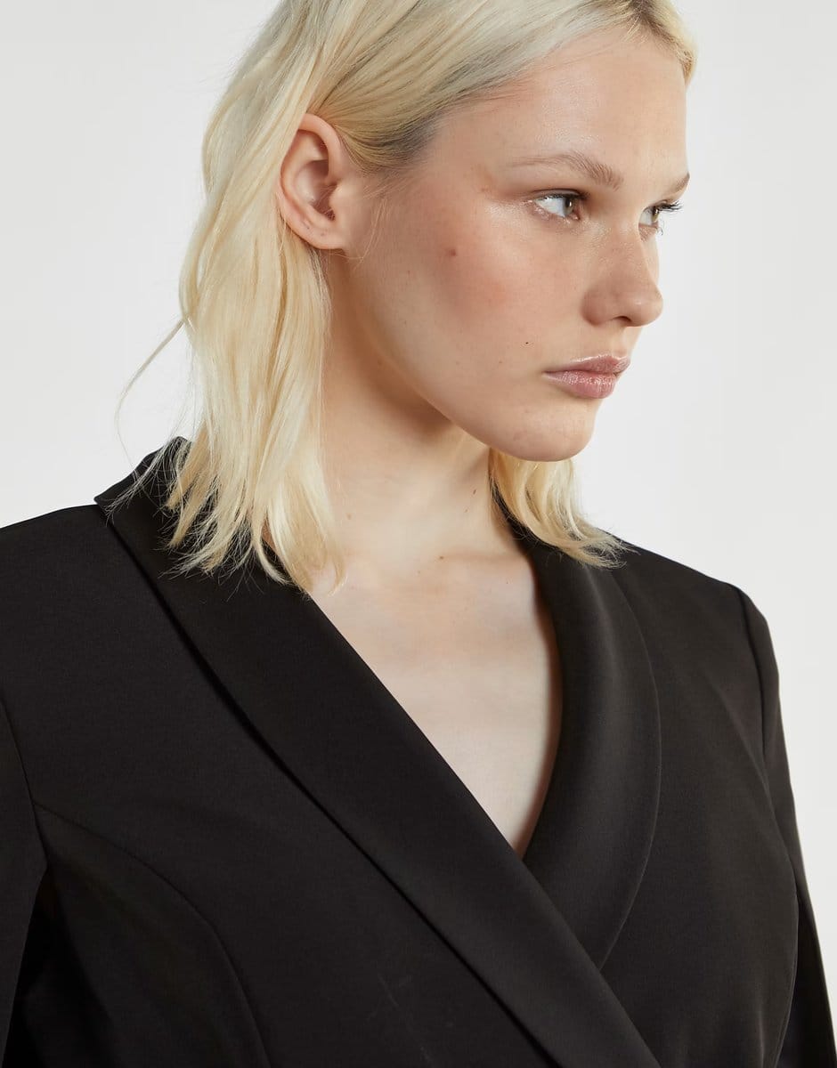 ASOS Narrated Double breasted blazer dress with cape in black - 4