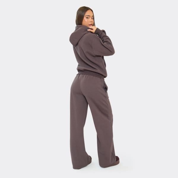 EGO Mid Rise Ego Graphic Wide Leg Joggers In Chocolate Brown, Women's Size UK 6 - 2