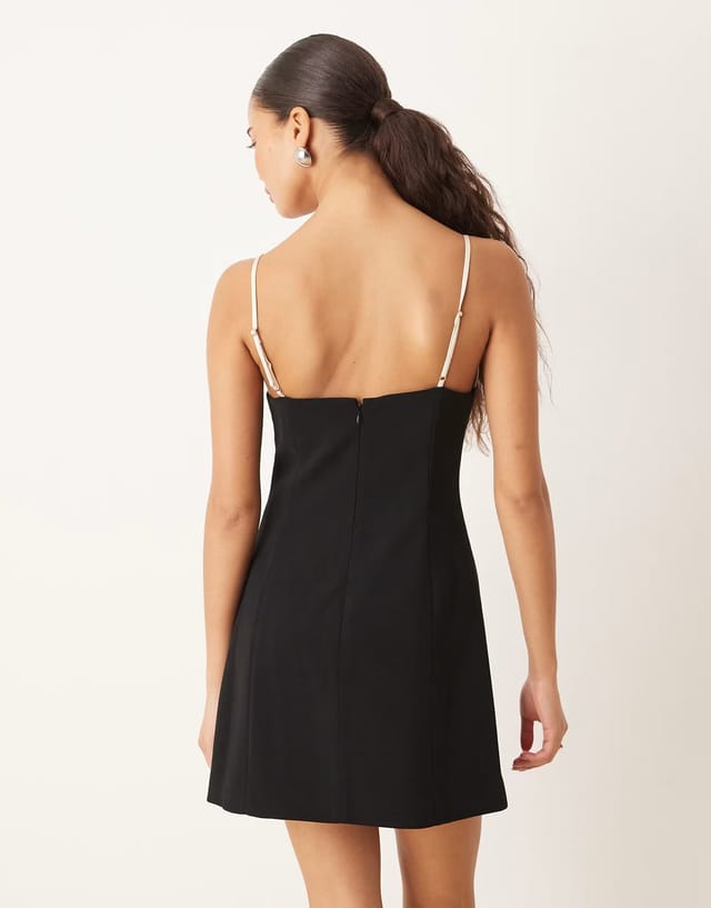 ASOS Mango bow detail strappy mini dress iin black and white - 3