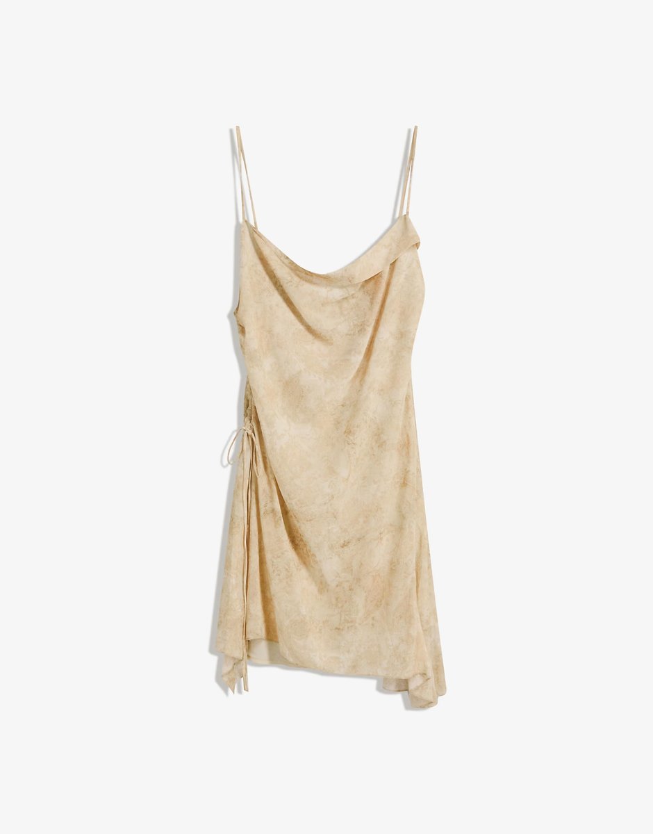 ASOS Bershka Gathered mini dress in beige - 3