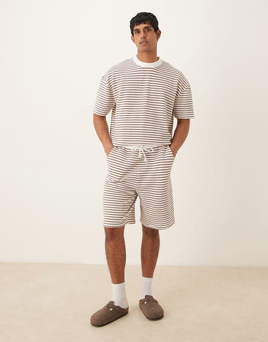 ASOS ASOS DESIGN oversized crochet style short in beige