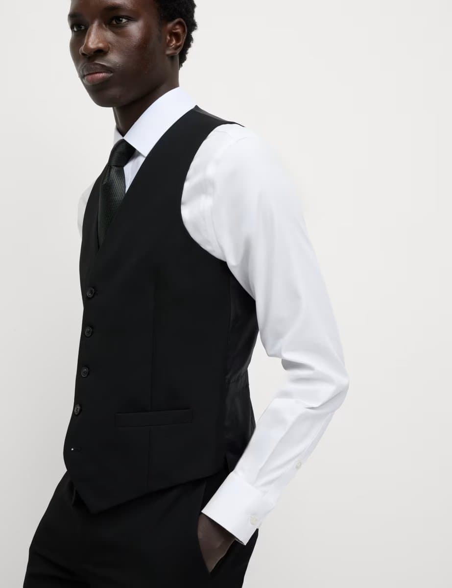 Marks & Spencer M&S Regular Fit Machine Washable Waistcoat Black