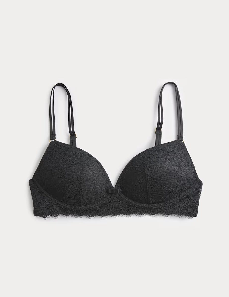 Marks & Spencer M&S Ida Lace Non Wired Push-Up Plunge Bra (A-E) Black - 1