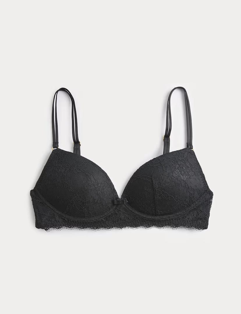 Marks & Spencer M&S Ida Lace Non Wired Push-Up Plunge Bra (A-E) Black - 1