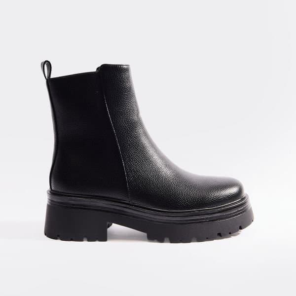 EGO EGO Chunky Sole Anke Boot in Black Faux Leather