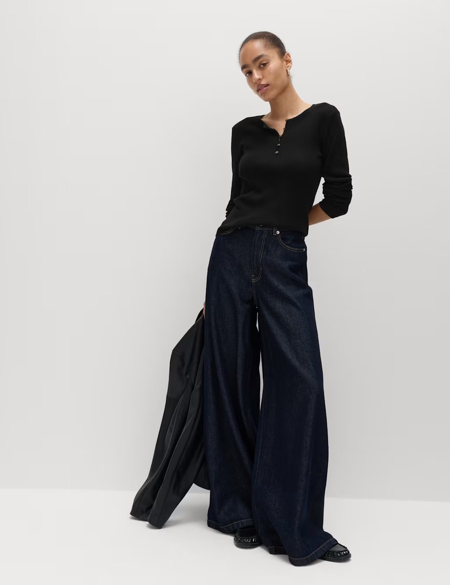 Marks & Spencer M&S Ribbed Slim Fit Knitted Top Black - 3