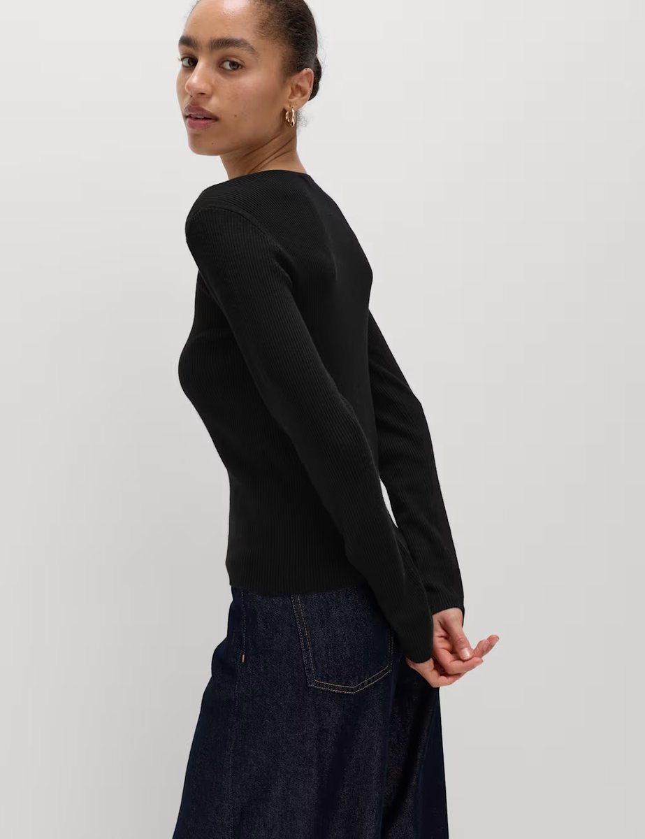 Marks & Spencer M&S Ribbed Slim Fit Knitted Top Black - 4