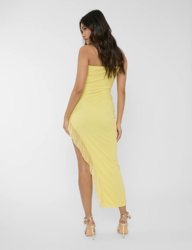 Public Desire Frill Detail Asymmetric Midaxi Dress Yellow - 2