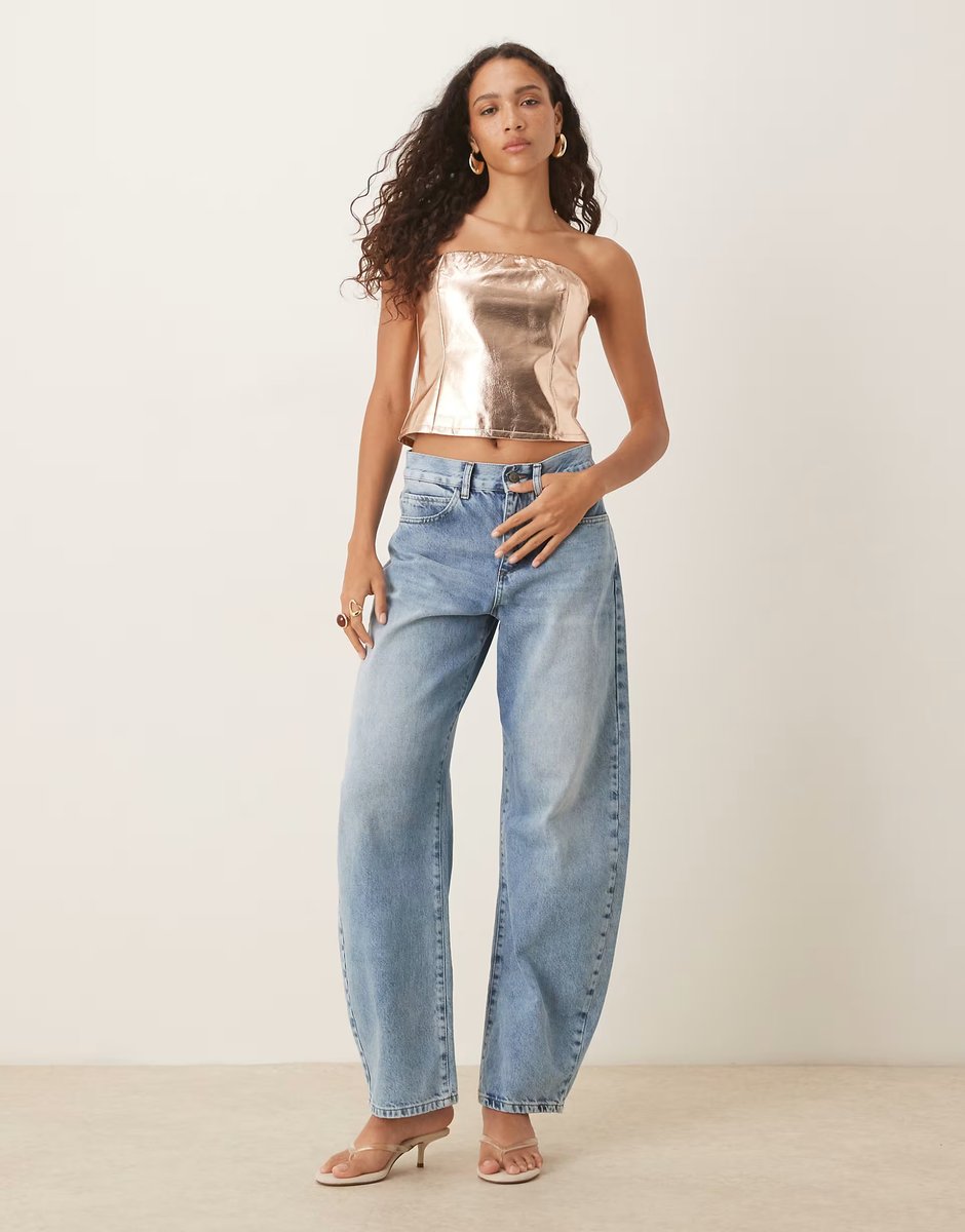 ASOS Glamorous Strapless top in light copper pu - 2