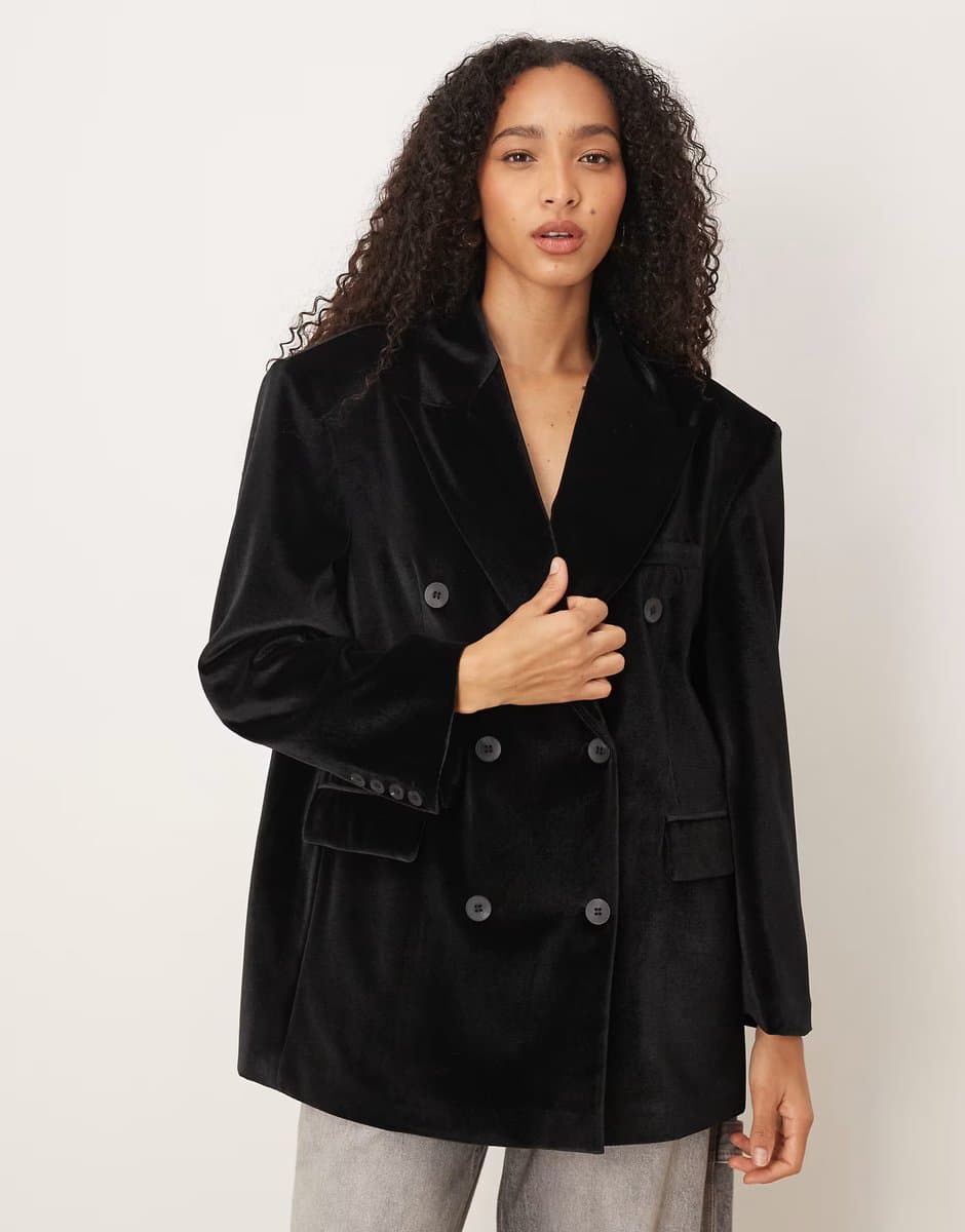 ASOS ASOS DESIGN Oversized Blazer in Black Velvet