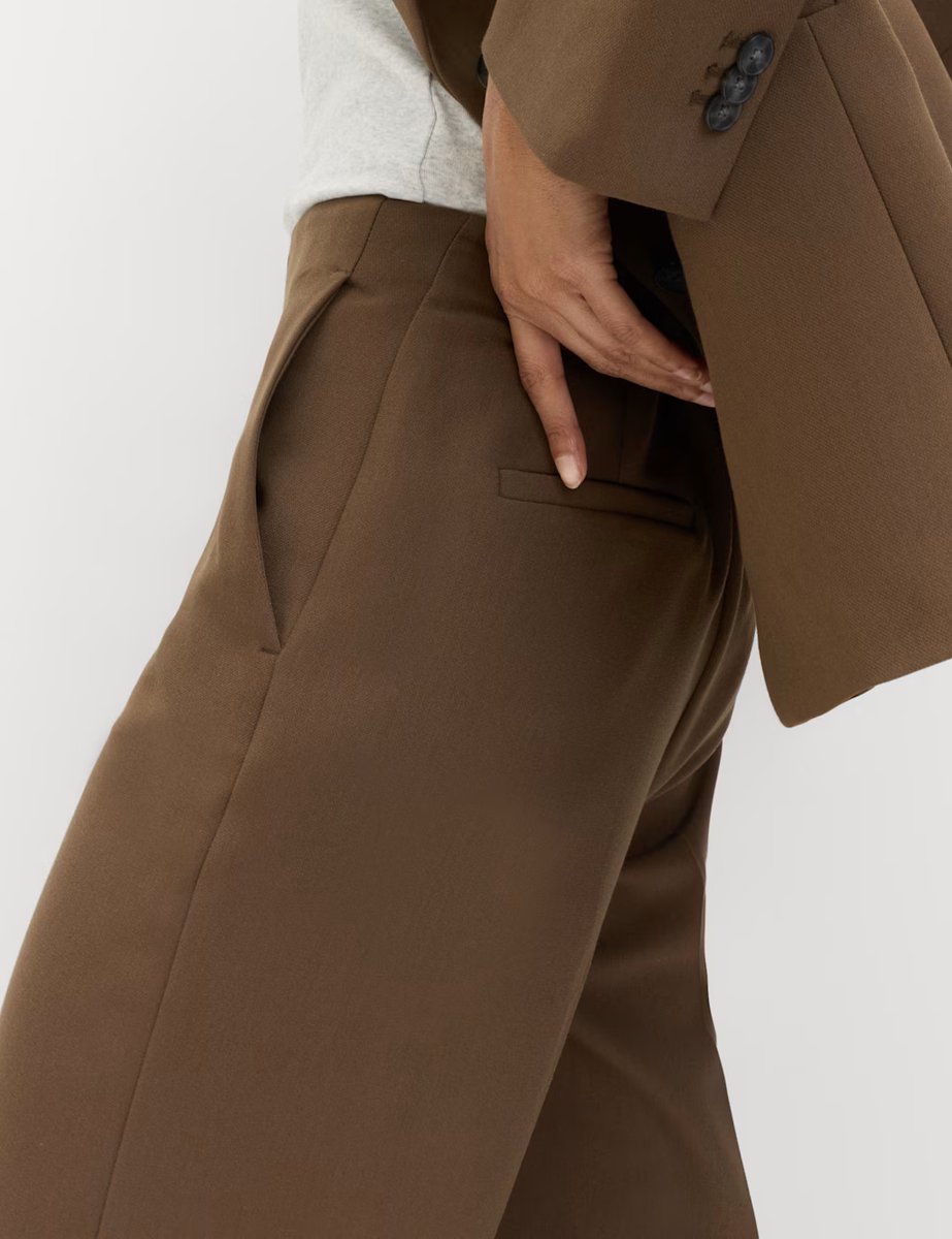 Marks & Spencer M&S Tailored Relaxed Straight Leg Trousers Khaki - 3