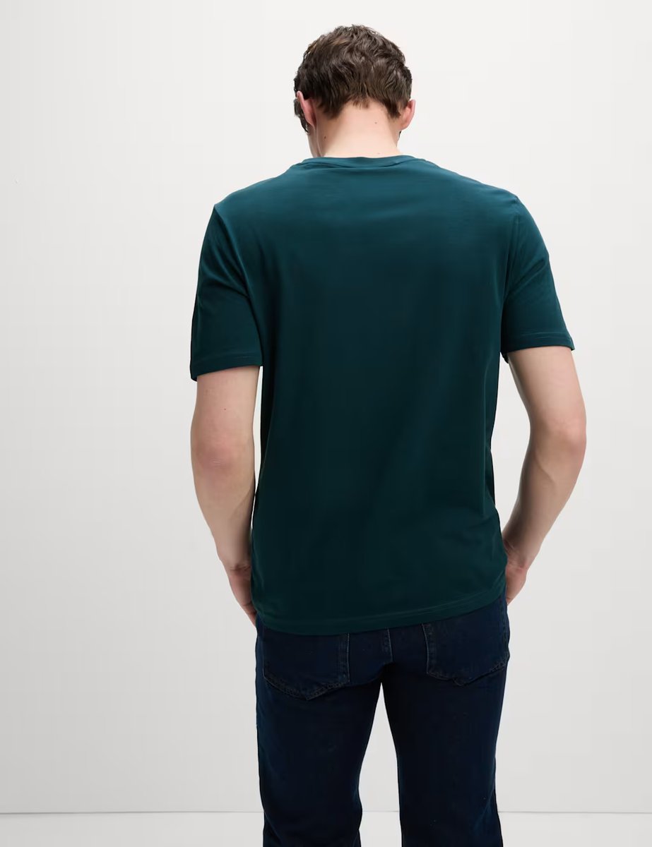 Marks & Spencer M&S Regular Fit Pure Cotton Crew Neck T-Shirt Kingfisher - 4