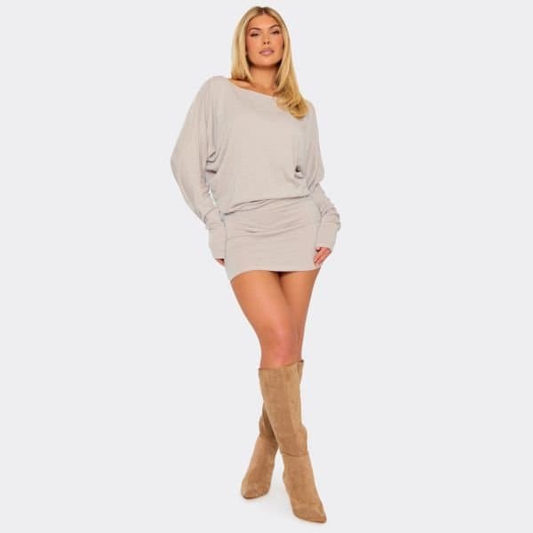 EGO Mid Waist Fitted Mini Skirt In Stone, Women's Size UK 6