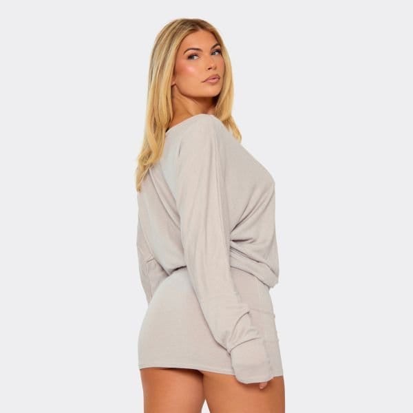 EGO Mid Waist Fitted Mini Skirt In Stone, Women's Size UK 6 - 2