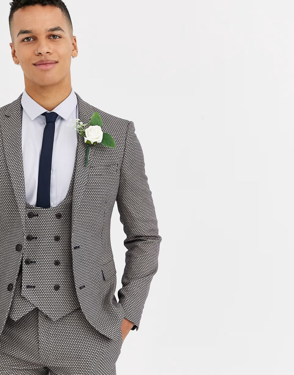 ASOS ASOS DESIGN wedding super skinny suit jacket in micro texture in grey - 1