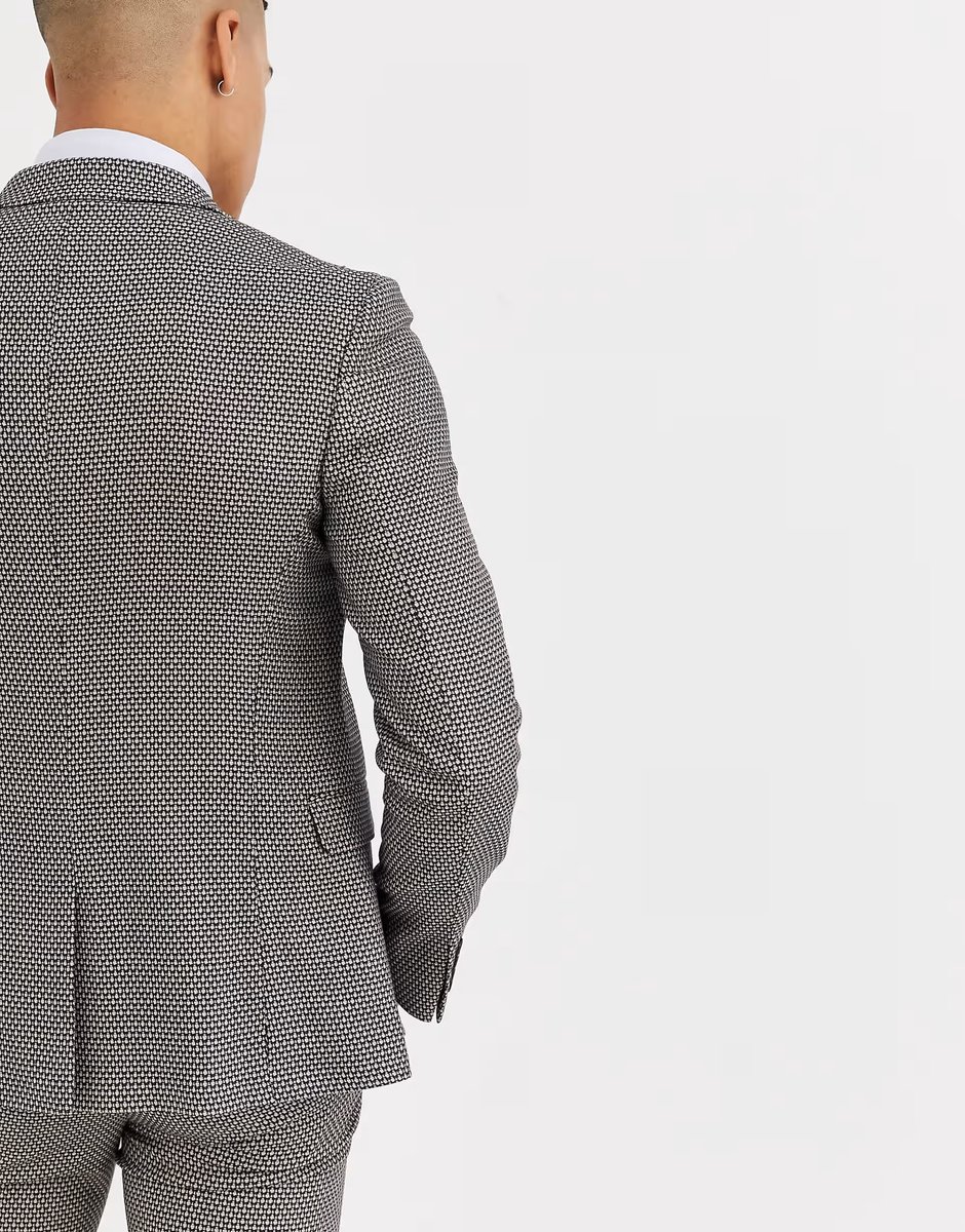 ASOS ASOS DESIGN wedding super skinny suit jacket in micro texture in grey - 3