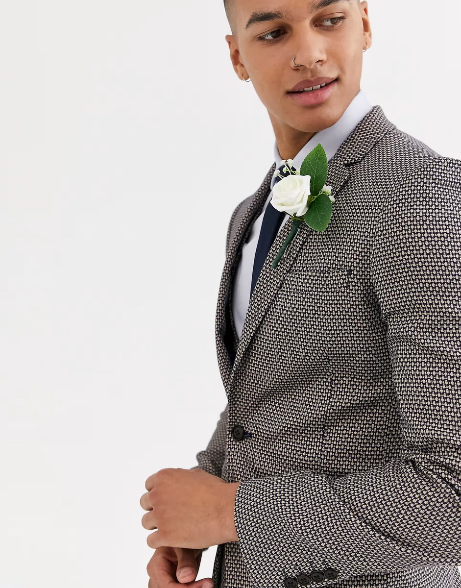 ASOS ASOS DESIGN wedding super skinny suit jacket in micro texture in grey - 4