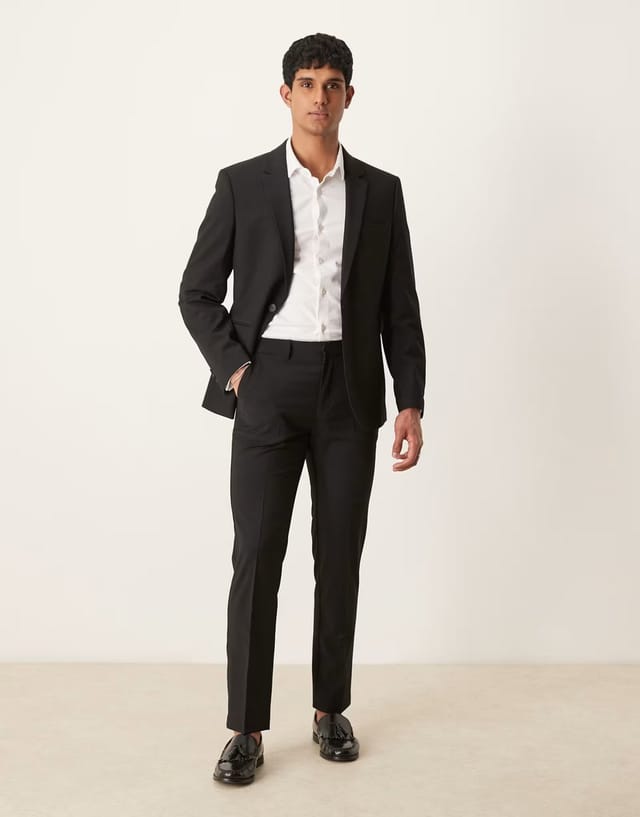 ASOS ASOS DESIGN washable slim suit jacket with lightweight worsted wool in black - 2