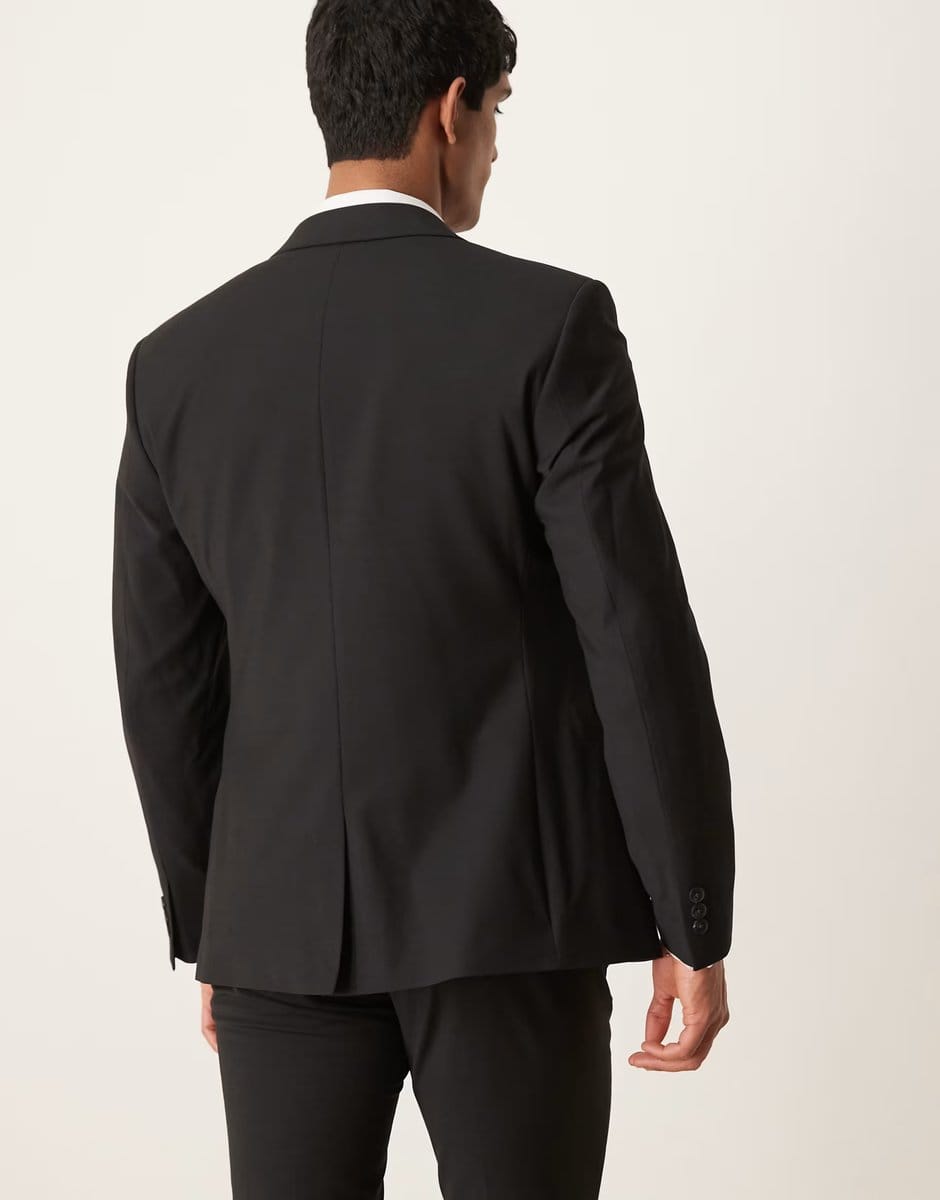 ASOS ASOS DESIGN washable slim suit jacket with lightweight worsted wool in black - 4