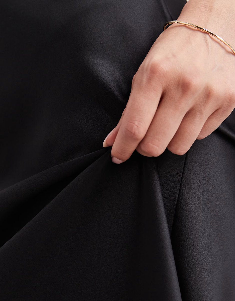 ASOS Vero Moda satin bias midi skirt in black - 3