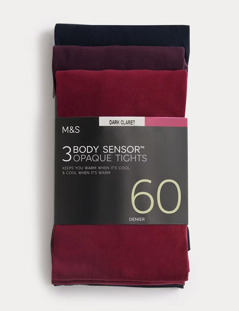Marks & Spencer M&S 3pk 60 Denier Body Sensor™ Tights Dark Claret