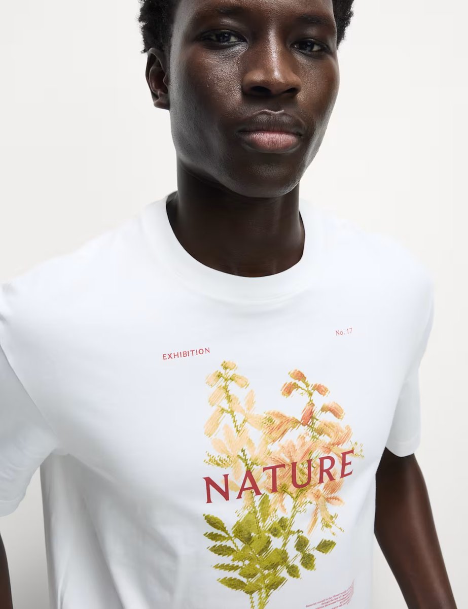 Marks & Spencer M&S Pure Cotton Flower Graphic T-Shirt White - 4