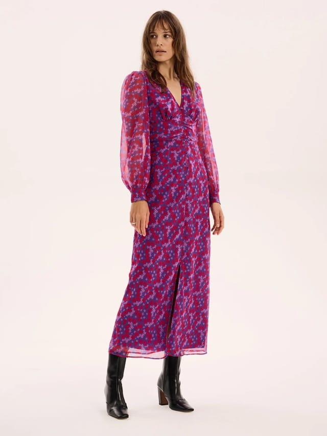 OMNES Mary-Rose Dress in Purple Scattered Floral - 2