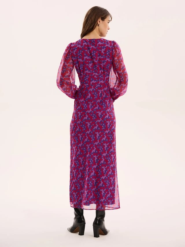 OMNES Mary-Rose Dress in Purple Scattered Floral - 3