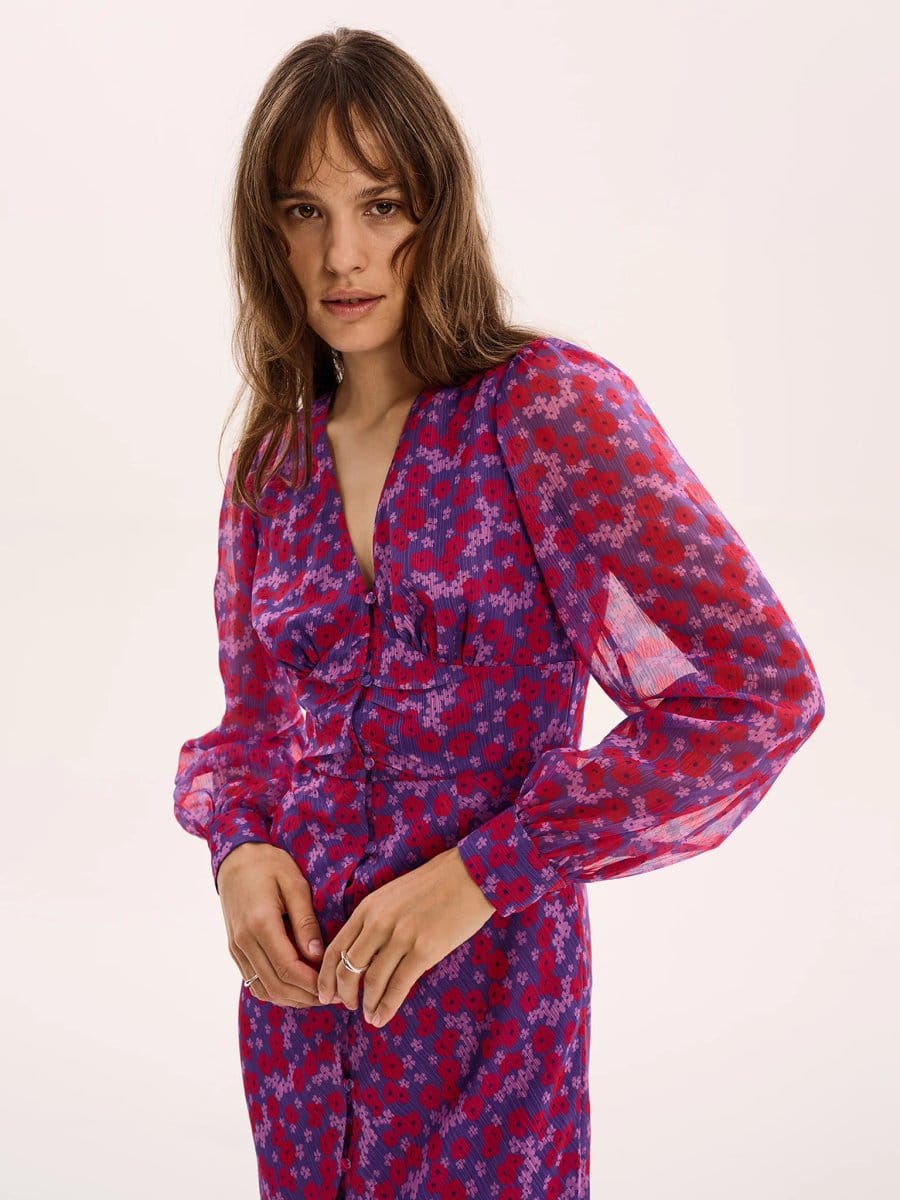 OMNES Mary-Rose Dress in Purple Scattered Floral - 4