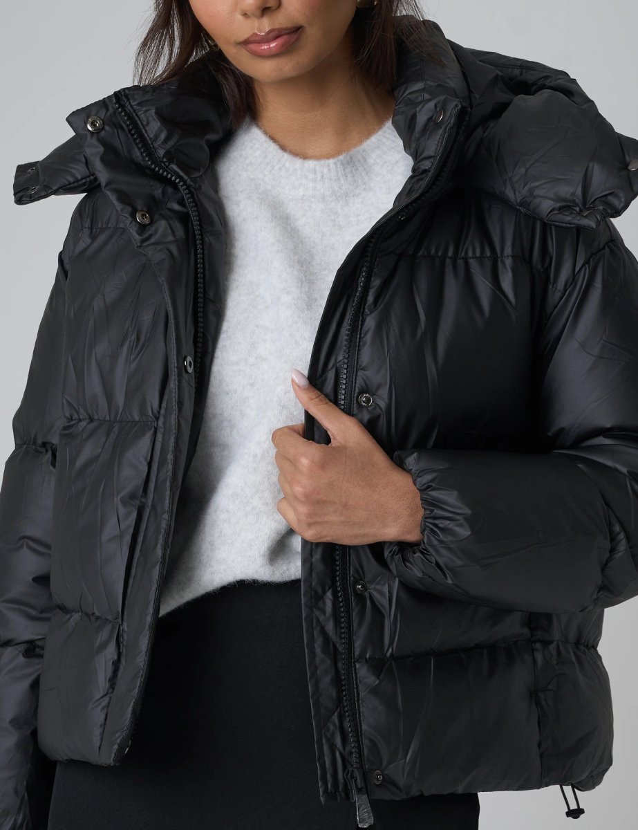 Public Desire Hooded Puffer Coat Black - 4