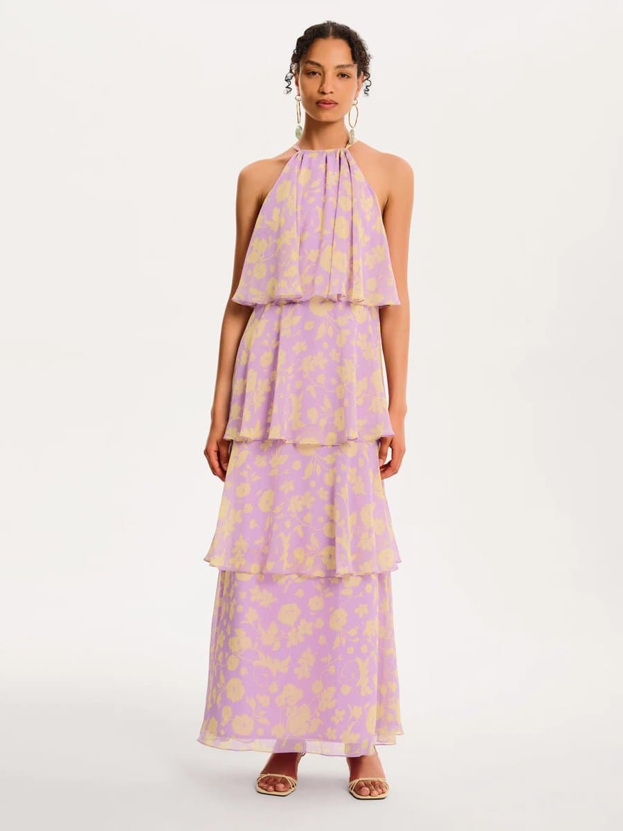 OMNES Cleo Floral Dress in Lilac Floral