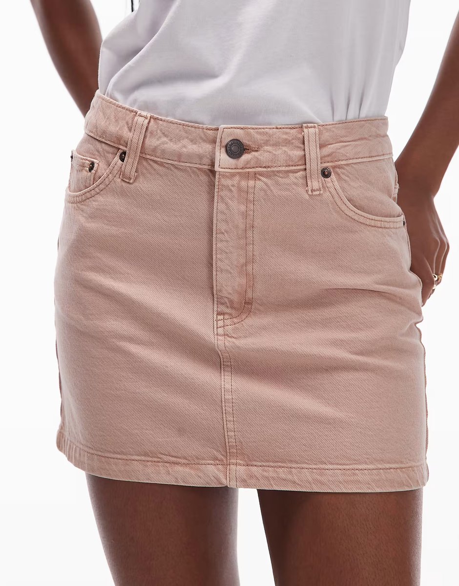 ASOS Topshop denim pelmet mini skirt in blush - 4