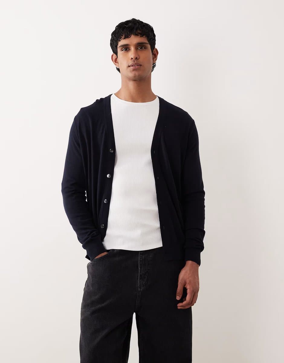 ASOS Mango lightweight knitted cardigan in navy