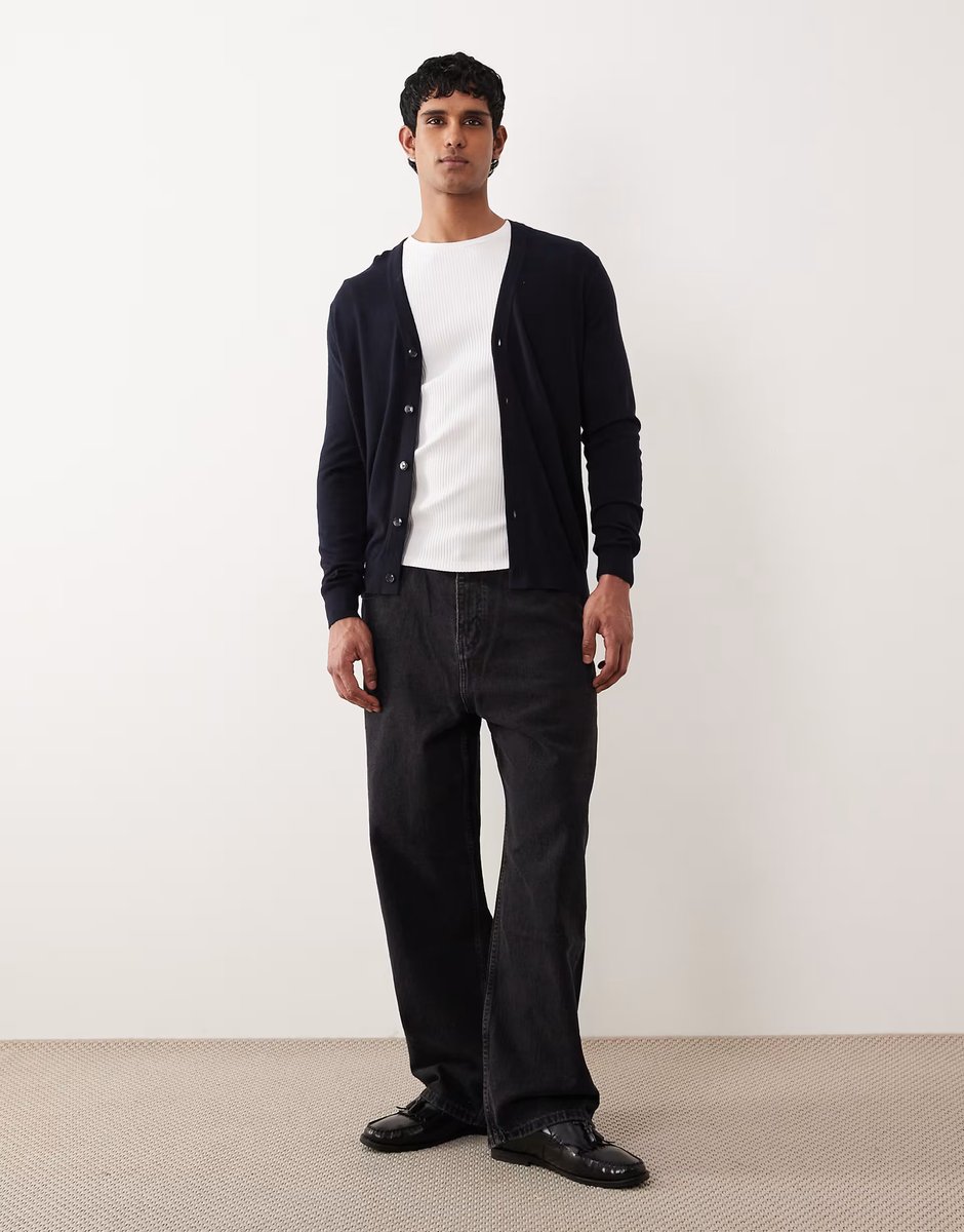 ASOS Mango lightweight knitted cardigan in navy - 2