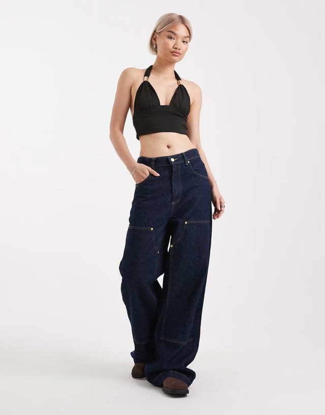 ASOS Edikted Aiva backless plunge neck halter top in black - 3