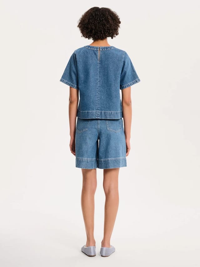 OMNES Cally Blouse in Mid Wash - 3