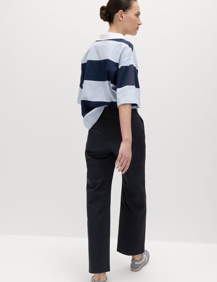 Marks & Spencer M&S Cotton Rich Straight Leg Trousers Navy - 4