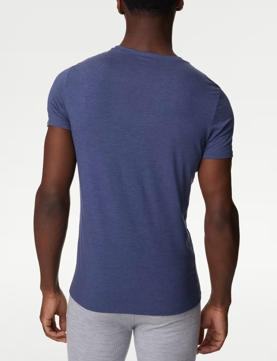 Marks & Spencer M&S 2 Pack Heatgen™ Light Thermal Short Sleeve Tops Denim - 3