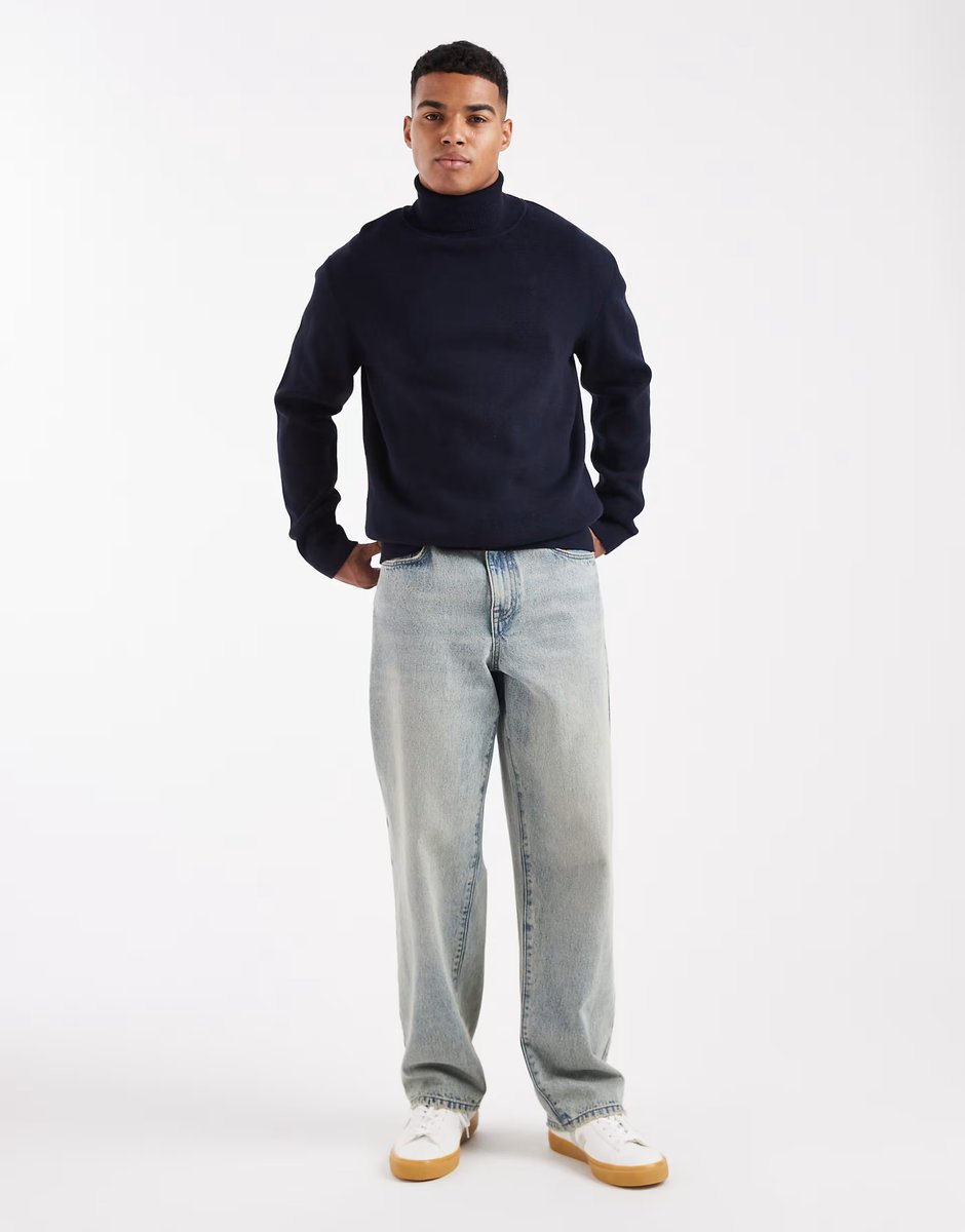 ASOS Jack & Jones Premium roll neck jumper in navy - 2