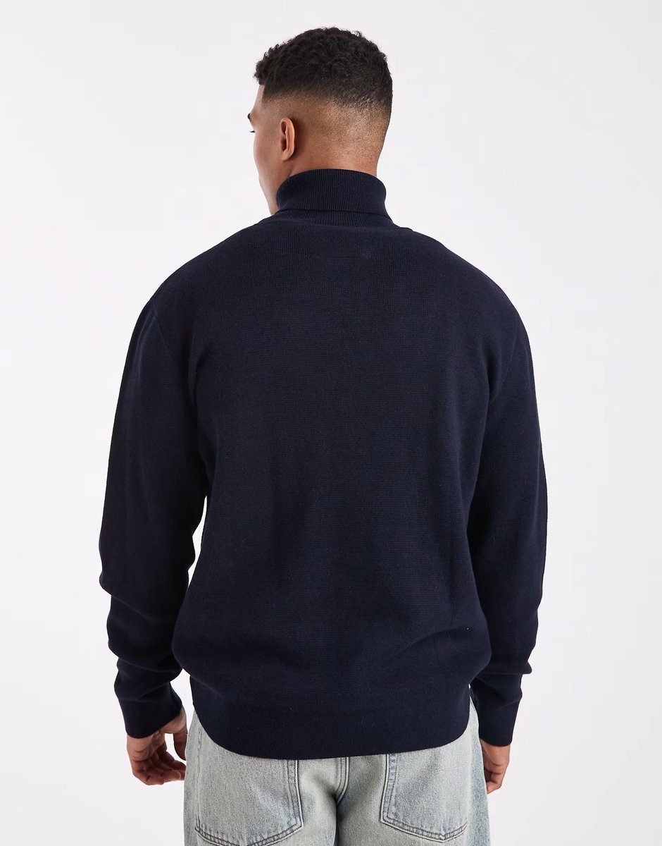 ASOS Jack & Jones Premium roll neck jumper in navy - 3