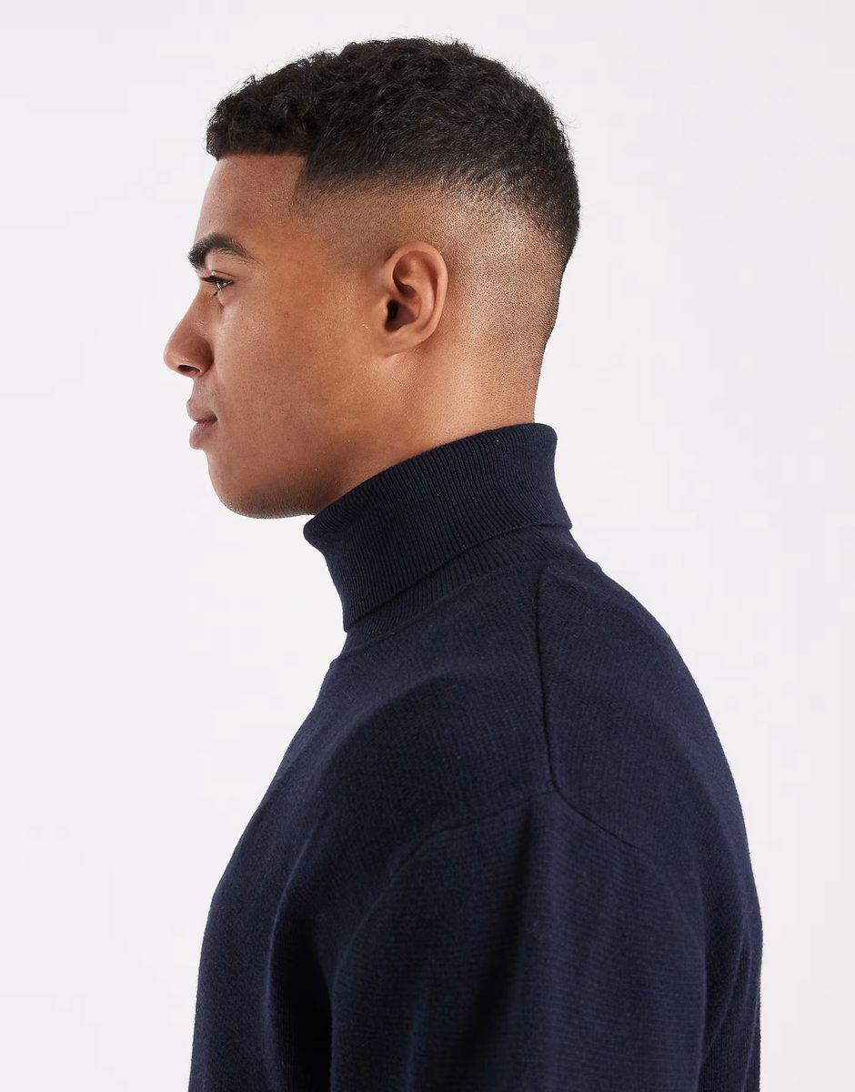 ASOS Jack & Jones Premium roll neck jumper in navy - 4