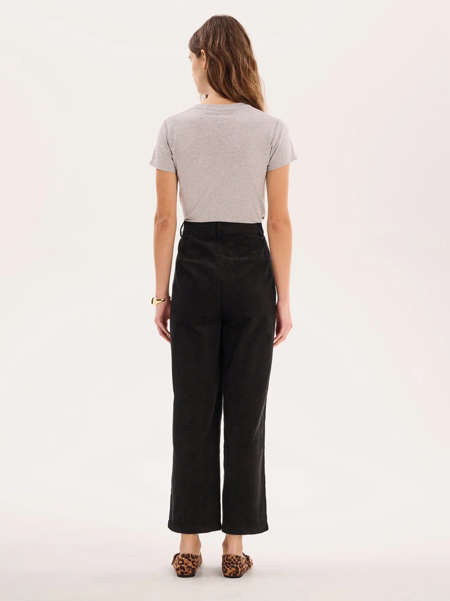OMNES Orielle Cropped Cord Trouser in Black - 4