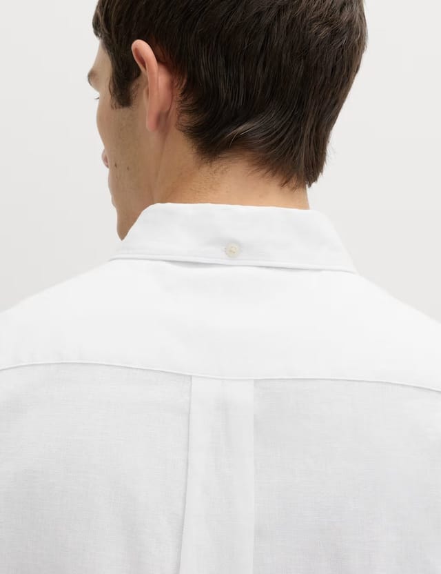 Marks & Spencer M&S Regular Fit Linen Rich Short Sleeve Shirt White - 3