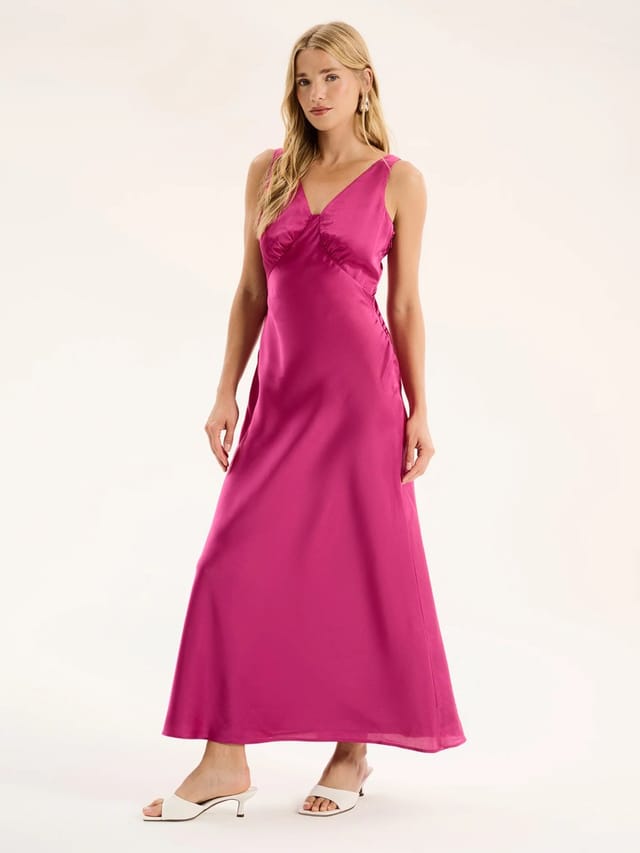 OMNES Cerelle Dress in Magenta - 2