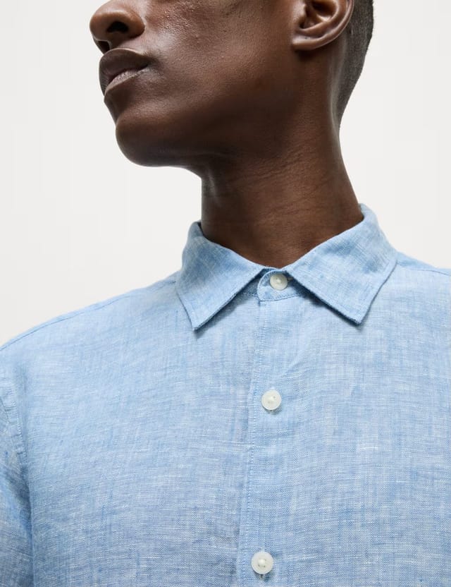 Marks & Spencer M&S Slim Fit Pure Linen Shirt Chambray - 3