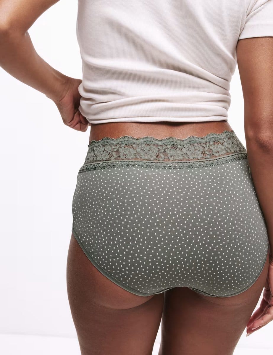 Marks & Spencer M&S 5pk Cotton Rich Printed High Rise Shorts Dusty Green - 4