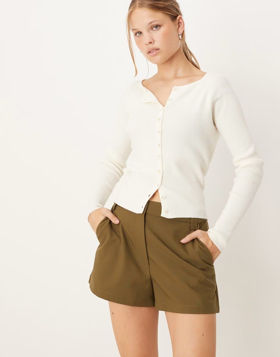 ASOS ASOS DESIGN tailored micro shorts in khaki