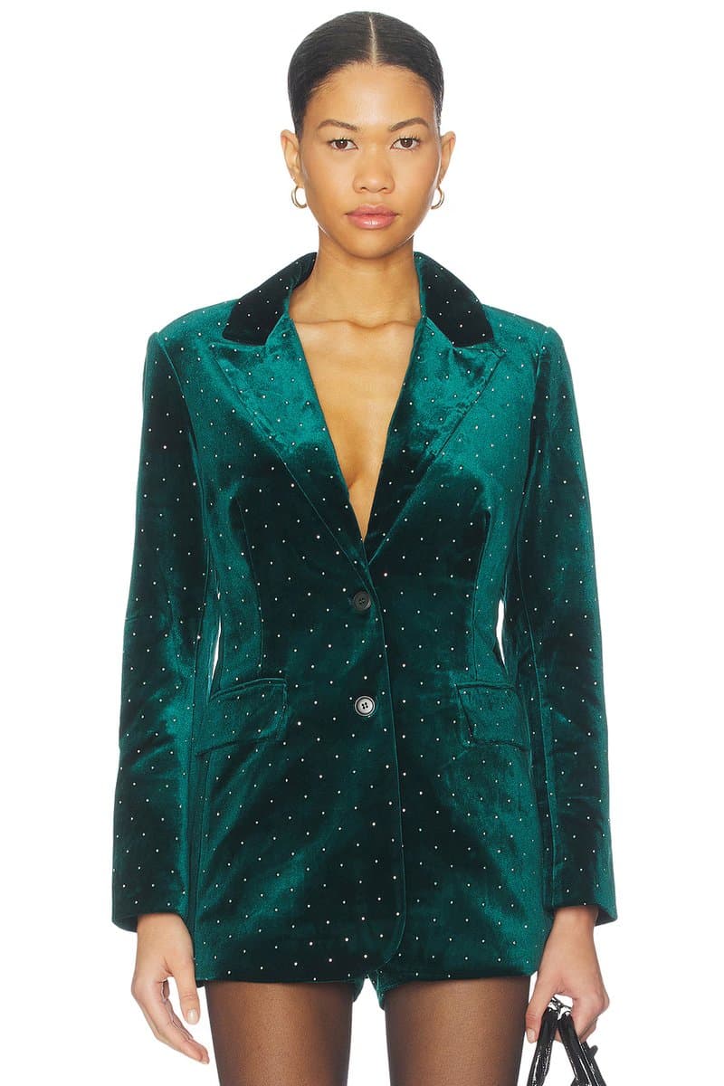 revolve Revolve Velvet Blazer in Green