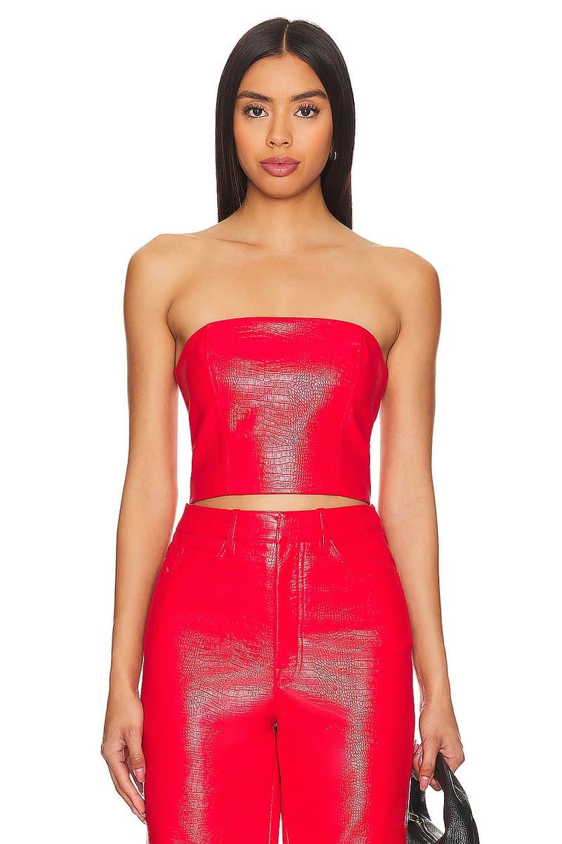 revolve revolve Cropped Top with High Risk Red Leather